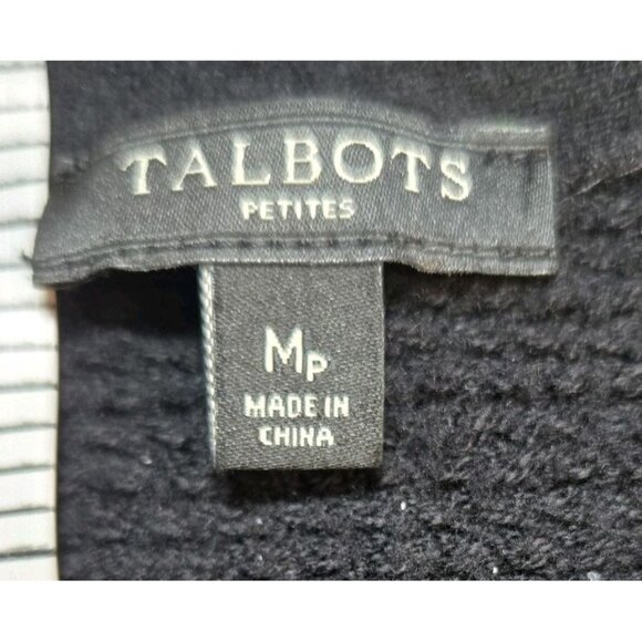 Talbots Petites Womens Open Front Cardigan Sweater Black Medium Cotton Open Knit - Picture 4 of 7